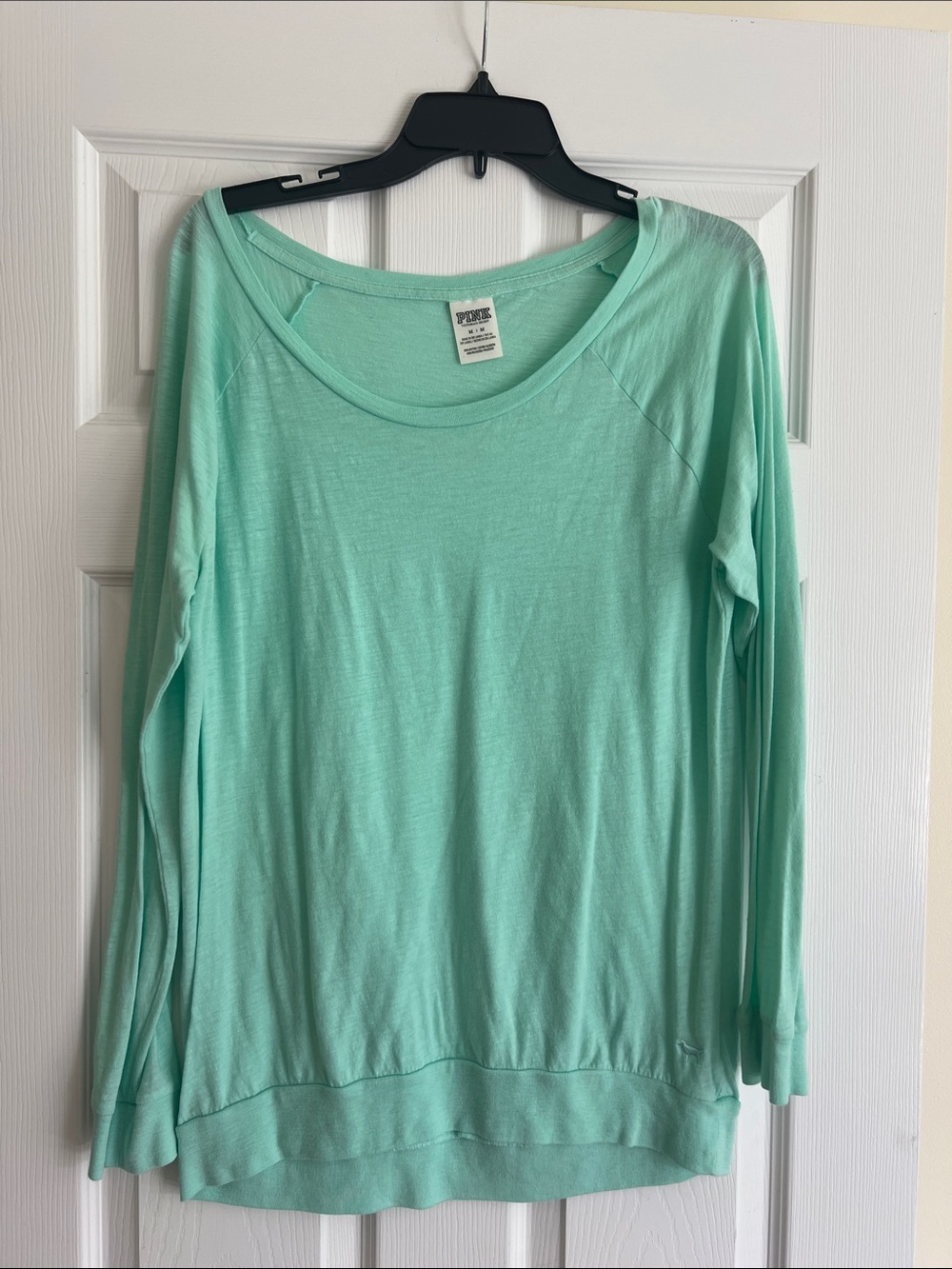 PINK Victoria's Secret Mint Green Long-Sleeve Scoop Neck Top